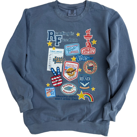 Reading is Freedom (blue jean) | Sweatshirt - SPECIAL ORDER